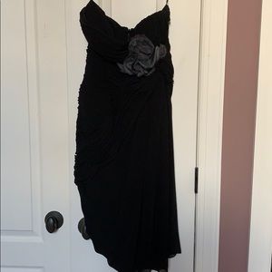 strapless cocktail dress side slit, flattering
